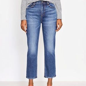 Curvy High Rise Straight Crop Jeans in Staple Mid Indigo Wash